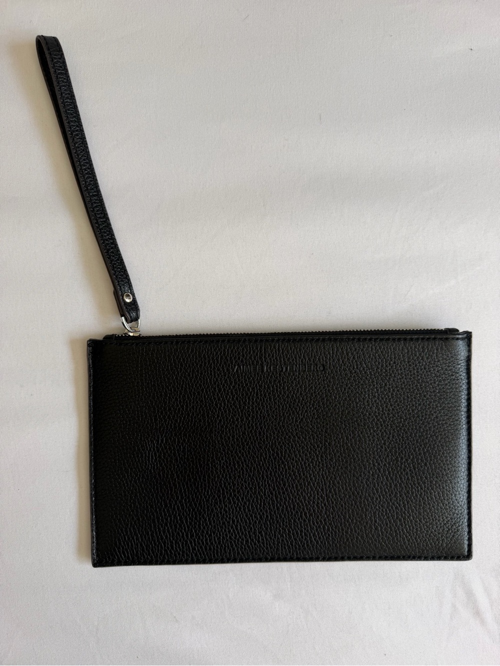 Aimee Kestenberg Black Pebbled 100% Leather Classic Minimalist Wristlet
